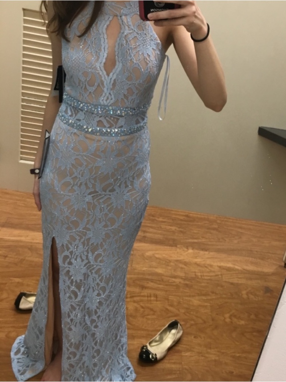 City Studio Blue Lace Prom Dress Macys